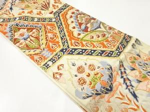 アンティーク　花更紗模様織出し袋帯（材料）